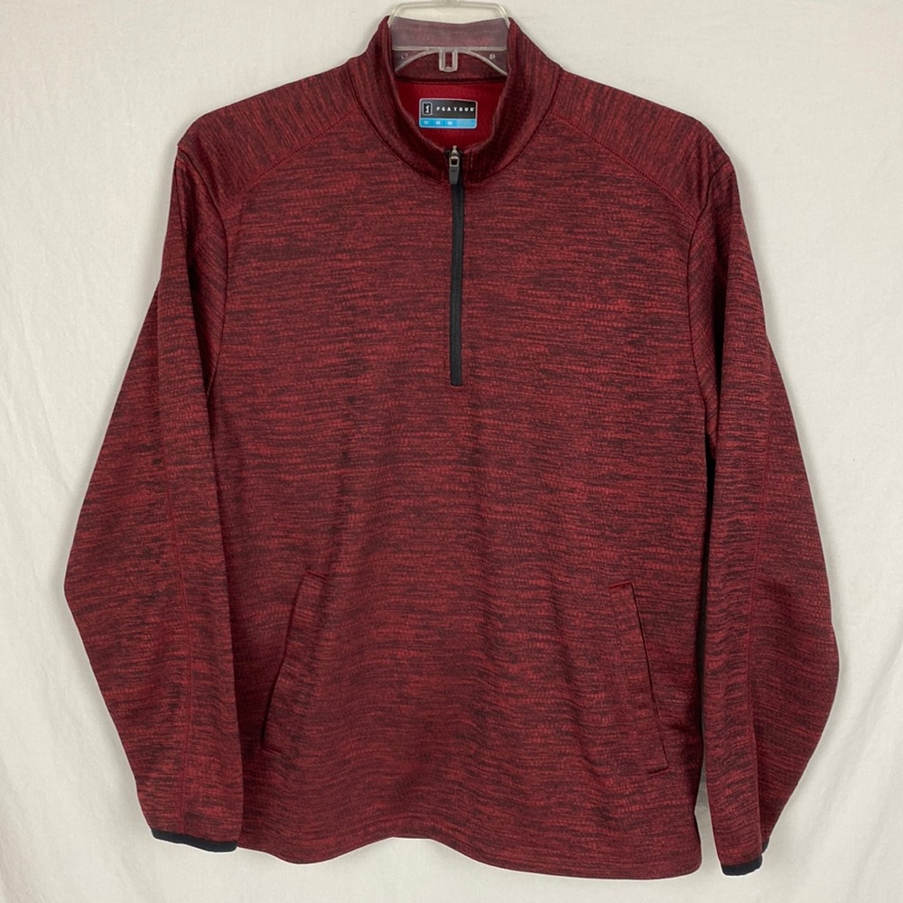 PGA Tour Long Sleeve Golf Pullover 1/4 Zip Fleece Shirt Size M